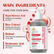 Body Exfoliating Lotion,Hypochlorous Acid Body Peel Shot,Gentle Exfoliating Gel,Moisturizing & Lock Moisture,Smooths Bumpy Skin,Brighten Skin Tone,Cleans Without Drying,Lightweight Non‑Sticky,For Elbows,Knees,Neck,Back & Face - 1 Item - View 4