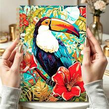 1PC A5 Tropical Toucan And Floral Notebook With Scribed Matte Finish, Vibrant Bird And Floral Design, Perfect For Journaling, Office Or Gift Giving - Multicolor - View 2