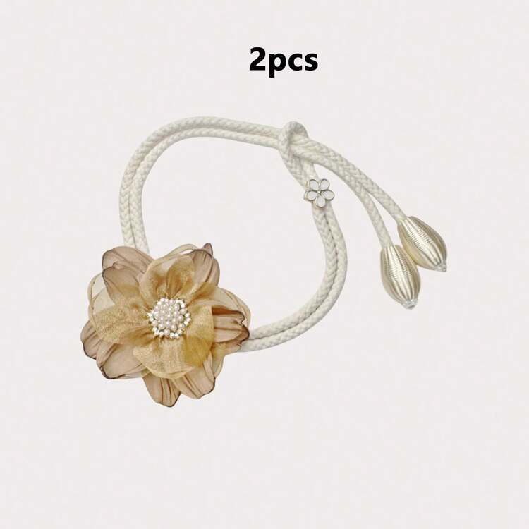 2件裝花卉窗簾束帶 3D花朵設計 免鑽孔窗簾夾式固定扣 現代簡約窗簾扣鉤 適用臥室、客廳與居家裝飾 - 彩色 - 查看 15