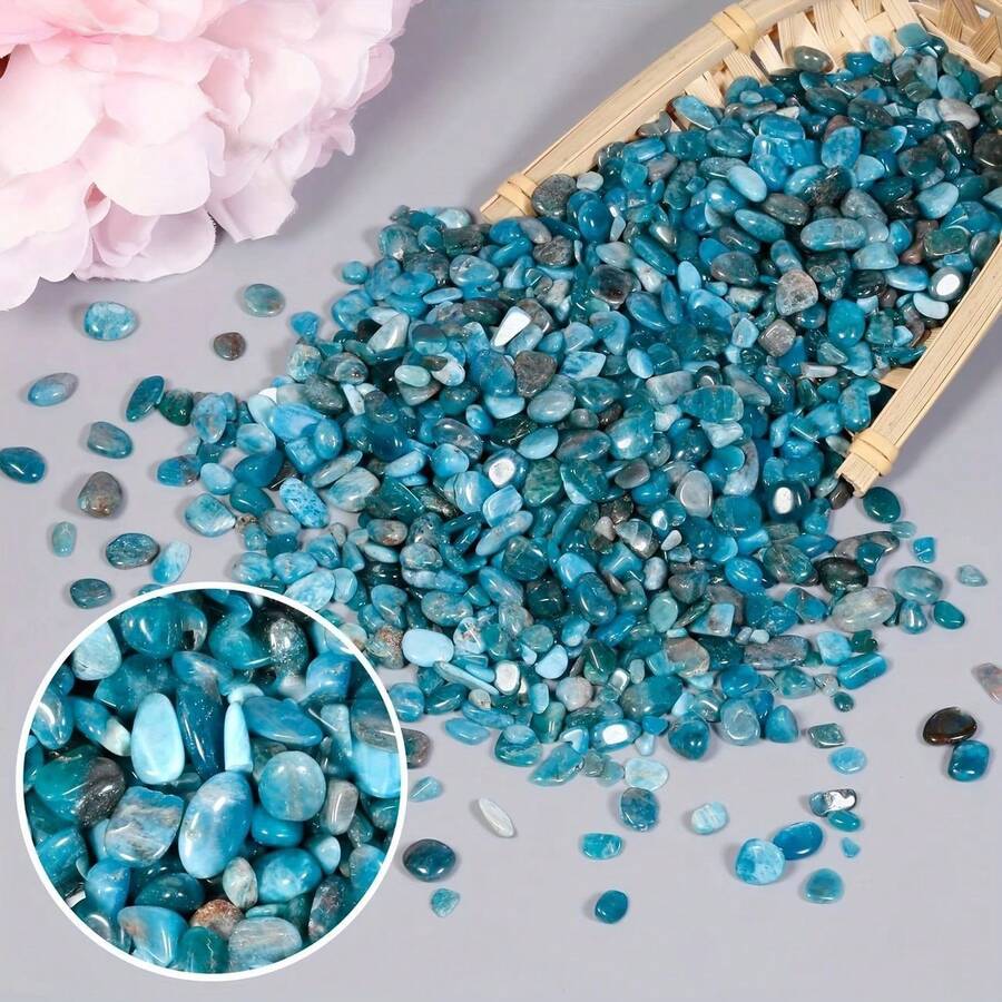 50g Serpihan Kristal Apatit Alami, Partikel Batu Mentah Apatit Biru, Kerikil Dekoratif untuk Lanskap Akuarium, Pengisi Pot Bunga & Ornamen Rumah - setelan - View 1
