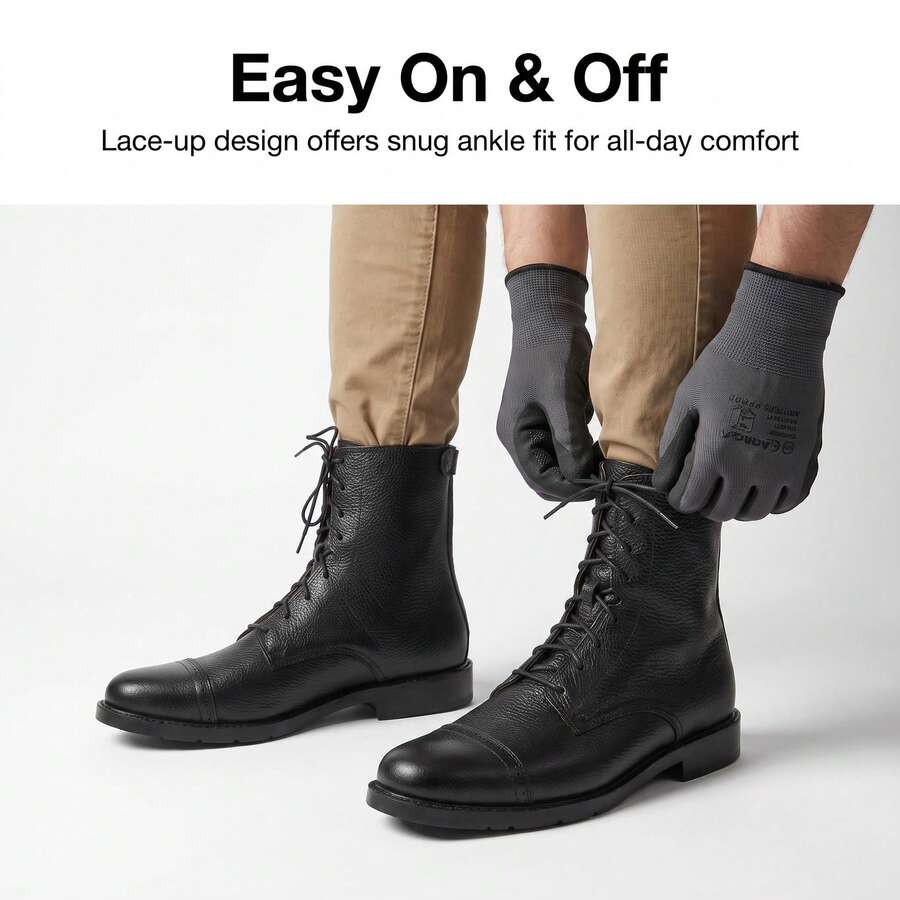 Men's Equestrian Boots Riding Boots Lace-Up High Quality Lace-Up Shoes Back Zipper Ankle Boots PU Outdoor Boots