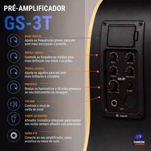 Violão Giannini G D-1 EQ Eletroacústico Folk Dreadnought Cordas De Aço Com Afinador Equalizador Pré-Amplificador GS-3T Saída P10 Vintage Sunburst - VSB-S - Visão 3