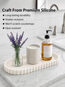 Large Capacity Bathroom Vanity Countertop Storage Tray, Wavy Edge Decorative Silicone Storage Tray, Cosmetic Storage Tray, Coffee Table Decorative Tray, Soap Dish, Can Store Detergent, Toiletries, Perfume And Candles - Multicolor - View 6