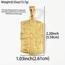 Hip Hop Street Stainless Steel 18K Gold-Plated Embossed Cross Scripture Military Badge, Suitable Daily Wear Men Women ,Accessories Couples Brothers - Gold - View 9
