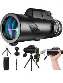 1pc Monocular Telescope High Definition Outdoor Telescope Low Light Night Vision Phone Photography Monocular - Multicolor - View 4