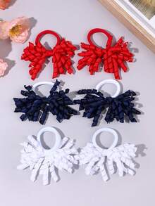 6pcs Halloween Curly Ribbon Bow Hair Ties, Solid Color Decorative Hair Accessories For Girls, Flower Girls, Daily Wear And Party - Multicolor - View 7