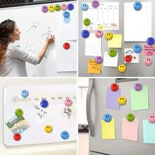 1/8pcs Smiling Face Glass Fridge Magnets, Cartoon Smiling Face Fridge Magnets, Cute Style Fridge Magnets, Decorative Fridge Magnets, Cute Office Kitchen Fridge Magnets, Suitable For Kitchen, Office And Home Decor, Fun Fridge Decoration, Exquisite Gift - Multicolor - View 6