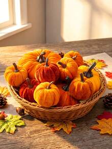 6pcs/1pc Artificial Fake Faux Velvet Foam Fabric Pumpkins Decoration,Autumn Home Pumpkin Decoration,Various Velvet Pumpkins,Realistic Pumpkins, Artificial Autumn Table Decor,Suitable For Thanksgiving,Autumn Dining Table Centerpiece,Autumn Home Farm Harvest Decor,Dining Table Centerpiece,Fireplace Mantel Kitchen Decor,Home Decor,Rustic Autumn Wedding,Fireplace Decor,Kitchen Decor,Artificial Autumn Dining Table Decor - A - View 2