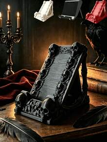 3D Gothic Skull Phone Stand, Creative Phone Holder, Desktop Phone Support. This Creative Desktop Decoration Is Suitable For Placement In Living Room, Bedroom, Office, Study Room. It Is Also An Ideal Choice For School Supplies, Compatible With All Smartphones And Tablets, Stable And Anti-Slip Desktop Storage, Essential For Office And Home Daily Use, Portable Travel Desktop Phone Stand Accessory - Bestselling Model - View 5