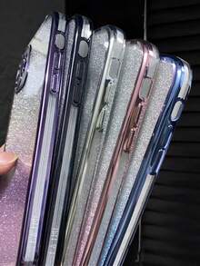 MewTrek Luxury Electroplated Phone Case With Rhinestones, Glitter And Sequins, New Fashion Silicone Shockproof Protective Soft Shell, Compatible With IPhone, Galaxy, Honor, MOTO - Pink - View 9