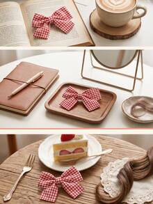 2/6/10pcs/Set Plaid Fabric Bow Hair Clips, Sweet Hair Accessories - Suitable For Women And Girls, Applicable For Daily, School, Vacation, Dating - Multicolor - View 5