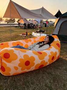 Sofa Lipat Tiup, Kursi Santai Portabel untuk Berkemah di Luar Ruangan, Sofa Kantung Tidur Tiup untuk Rekreasi di Pantai - A - View 2