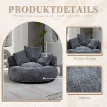 Beige Chenille Sofa – Bekväm Gaming Stol - Grå - Visa 2