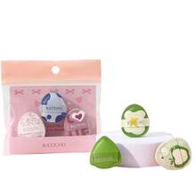3/4pcs Thumb Puff Set, Leather-Feel Ice Cream Marshmallow Mini Puff, Soft Dry & Wet Dual-Use Teardrop Foundation Cushion - Multicolor - View 5