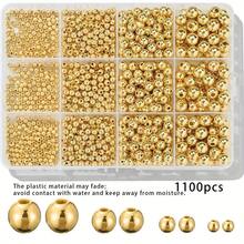 1100顆/200顆金色光滑圓珠，3/4/6/8mm，金色隔珠套組，適用於DIY手鍊、項鍊、手工藝品（塑膠材質可能褪色，請避免接觸水並保持乾燥） - 彩色 - 查看 10