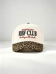 1pc RBF Club Letter Embroidered Baseball Cap Leopard Print Brim Contrast Color Curved Brim Adjustable Casual Trucker Hat For Women Street Daily Wear - Multiple Styles - View 11