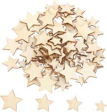 100-Piece Mini Wooden Stars In Mixed Sizes 10/12/15/20mm, Scatter Decor Stars For DIY Crafts, Table And Christmas Decoration - 100Pcs - View 7