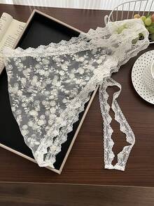 1pc Women's Fashion White Belt Triangle Waist Skirt Lace Waist Apron - White - View 5