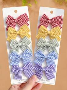 2/6/10pcs/Set Plaid Fabric Bow Hair Clips, Sweet Hair Accessories - Suitable For Women And Girls, Applicable For Daily, School, Vacation, Dating - Multicolor - View 2