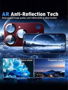 NNBILI Luxury Metal Frame Camera Lens Protector Compatible With IPhone 18 Pro Max/18 Pro/17 Pro/17 Pro Max, 9H Hardness Tempered Glass Anti-Fingerprint Anti-Scratch HD Clear Camera Lens Screen Protector,Burgundy - Burgundy - View 3