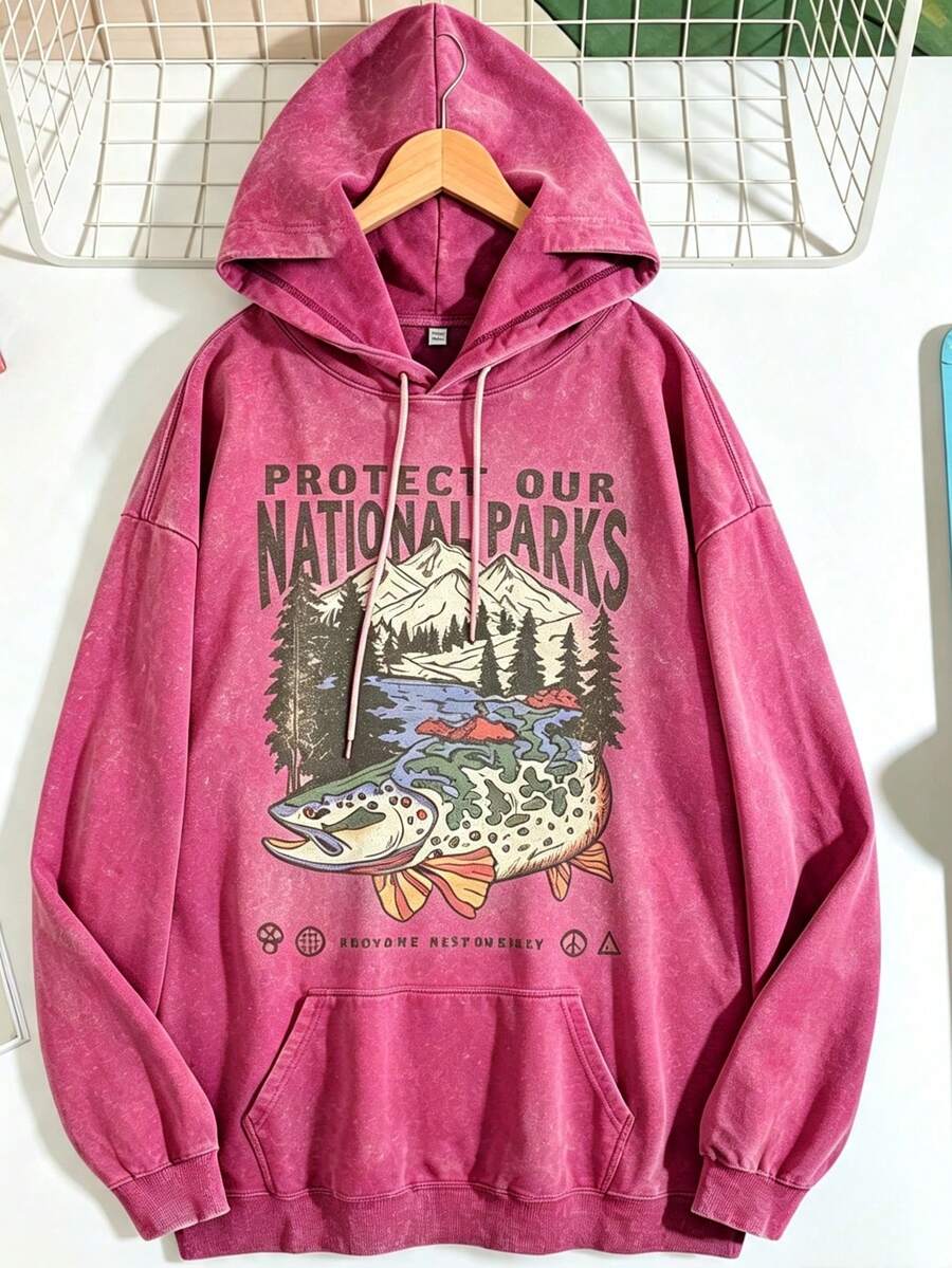 90s National Parks Unisex Sweatshirt Granola Girl Shirt Respect Local Wildlife Pullover Hiking Camping Clothes Wanderlust Shirt - 紅色3 - 查看 1