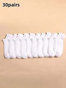 1/5/10/15/20 Pairs Solid Color Plus Size Invisible Socks, Unisex, Non-Slip Breathable Sweat-Absorbing, Casual Sports Socks, Suitable For All Seasons - White - View 6