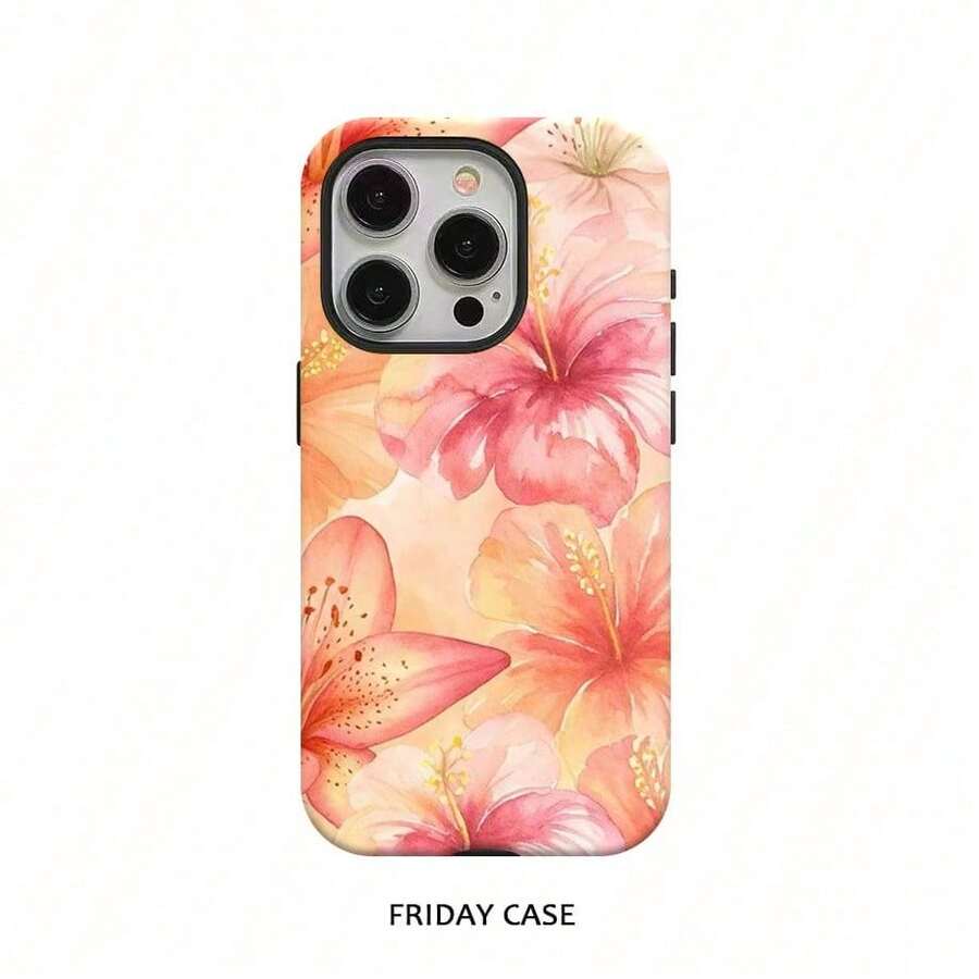 Phone Case - Phone Case Vintage Romantic Floral Phone Case For Iphone 17 17Pro 16Promax 15Pro 13 11 12 X XS 8Plus 7 Glossy 2In1 Design - 白色 - 查看 1