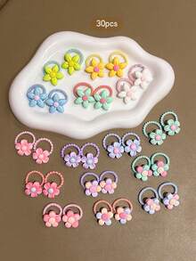 30 piezas de gomas de pelo estilo dibujo animado lindo aleatorio, adecuadas para uso diario - Multicolor - Ver 3