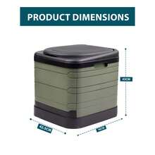 Crystals 24L Portable Folding Camping Toilet - Heavy Duty Foldable Commode For Outdoor & Emergency Use - Green - View 2