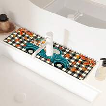 1pc Thanksgiving Pickup Truck Pattern Rubber Faucet Splash Guard, Bathroom Faucet Splash Guard, Mud Guard, Moisture-Proof Non-Slip Faucet Mat, Kitchen Countertop Accessory. Protect Your Kitchen Countertop. - Multicolor - View 4