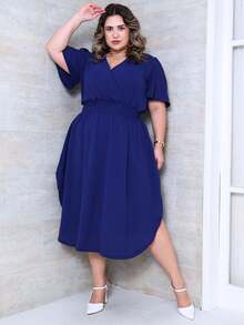 Plus Size Dresses - Navy Blue - View 1