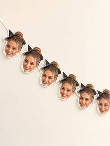 1/7/14/21pcs Customized Face Photo Banner, Handmade Cut Paper Fun Face Portrait Garland, Personalized Party Decor, Home And Event Wall Decoration, Thoughtful Gift For Parents, Newlyweds For Birthday, Christmas, Halloween, Wedding Party And More - Multicolor - View 8