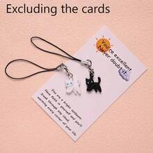 2pcs/6pcs Cute Phone Charm, Designed As A Black Cat That Doesn't Eat Fish, Featuring A Running Cat Pattern, Couple Style, Compatible With All Smartphones, Fashionable And Charming, Can Be Used As CCD Camera Keychain And Keyring - Multicolor - View 4