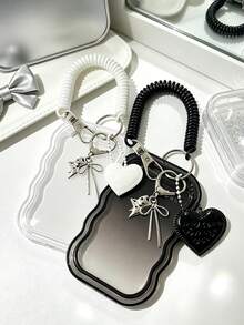 Wavy Edge Transparent Acrylic Card Holder, Y2K Style, With Phone Charm Heart Cat Bow Pendant, Card Holder Accessories, DIY Card Storage Case, Fits Idol Photos, Custom Printed Cards, School ID Cards, Access Cards, ID Cards, Work Badges And Metro Cards, Outer Wavy Asymmetric Frame, For Students And Idol Fans To Decorate Their Cards, Keychains, Backpack Charms, Back To School Essential, Ideal Gift For Girls (Card Paper Not Included) - Multicolor - View 7