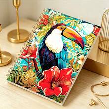 1PC A5 Tropical Toucan And Floral Notebook With Scribed Matte Finish, Vibrant Bird And Floral Design, Perfect For Journaling, Office Or Gift Giving - Multicolor - View 4