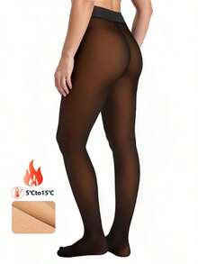 1pc 4-Color Maillard High Waist Sheer Tights, Elastic Tummy Control & Butt Lift, Versatile Full Foot Pantyhose For Commute And Date, Women's Base Layer - Multicolor - View 7