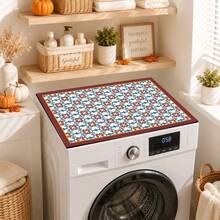 1PC Moroccan Retro Tile Print Washing Machine Top Mat, Non‑Slip Waterproof Washer Dryer Counter Protector Pad, Vintage Laundry Room Home Decor - Multicolor - View 7