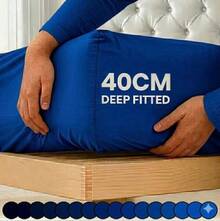 H&R Extra Deep Fitted Sheet 40 Cm (16 Inch) Pocket Soft Brushed Microfiber Mattress Bed Sheet Breathable, Shrink & Fade Resistant All Around Elastic, Machine Washable Sheet For Home Bedroom - Royal Blue - View 3