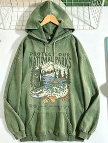 90s National Parks Unisex Sweatshirt Granola Girl Shirt Respect    Local Wildlife Pullover Hiking Camping Clothes Wanderlust Shirt - 綠色3 - 查看 3