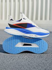 Deconstructed Geometric Colorblock Men's Running Shoes, Carbon Plate Style Streetwear Casual Sports Sneakers - Royal Blue - View 7