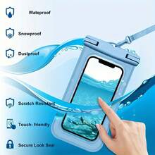 1 buah Kantong Ponsel Tahan Air IPX8 dengan Tali Pergelangan Tangan dan Fungsi Pencahayaan, Tas Kering Layar Sentuh PVC 3D, Tali Serut yang Dapat Diatur, Casing Ponsel Tahan Air Universal, Cocok untuk Ponsel hingga 7,0 Inci, Kompatibel dengan iPhone 17/16/15/14/13/12/11 Pro Max Plus XS dan Galaxy S24/S23/S22, Cocok untuk Berenang, Menyelam, Kayak, Arung Jeram, Pantai, Kolam Renang, Perjalanan Kapal Pesiar, Petualangan Luar Ruangan, Pelindung Ponsel Olahraga Air Portabel, Hadiah Ideal untuk Pelajar dan Penjelajah - MultiWarna - View 6