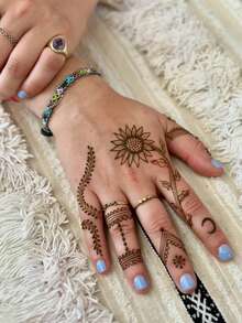 2pcs Brown Henna Tattoo Cream Semi-Permanent Tattoo Ink For Arm, Shoulder, Neck, Collarbone, Body, Long-Lasting Color Retention, Plant-Based Tattoo Ink - Coffee Brown - View 7