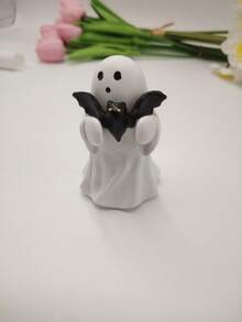 1Pc Cute Pumpkin Ghost Figurine, Autumn Bookshelf Ornament, Soft Spooky Home Decor For Coffee Bar, Tiered Tray & Fireplace Display - Multicolor - View 14