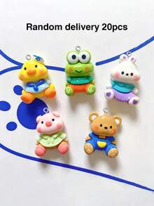10/20/100pcs Glossy Cartoon Animal Pendants DIY Handmade Keychain Charms Bag Accessories - Multicolor - View 14