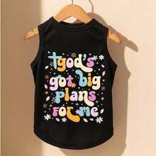 LUCKIE PAL 1pc God's Got Big Plans For Me Slogan Print Tank Top, Anti-Flea Base Layer Pet Dog Clothes, Fashion Vest Suitable For Chihuahua Small Dogs And Cats, Indoor And Outdoor - Multicolor - View 11