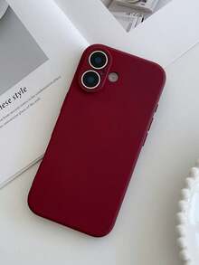 奢華復古酒紅色手機殼,適用於 iPhone 17 Pro Max 16 15 Plus 14 13 12 11 Pro Max,純色軟質防震保護殼 - 酒紅色 - 查看 9
