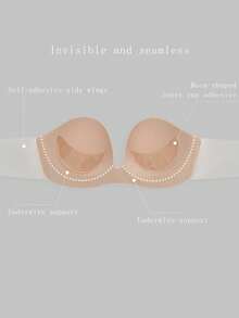 1pc Women's Side-Wing Adhesive Bra, Invisible Seamless Comfortable Sticky Bra, Good Coverage, Makes Small Breasts Look Fuller, Suitable For Small Breasts, Evening Gowns, Wedding Dresses, Photography, Vacation, Travel - Multi-color - View 6
