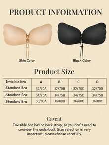 1pc Adjustable Drawstring Thickened Silicone Invisible Bra Pad, Strapless Push-Up Inner Pad, Suitable For Dress Outfit; Comes With 30pcs Nipple Covers - Black - View 5