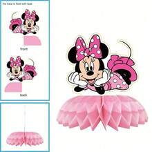 BUTTBILL Cartoon Mouse Theme Pink Bunting Hanging Swirls 3D Paper Flower Table Decor Cute Cartoon Style Birthday Party Gathering Decoration - Multicolor - View 8
