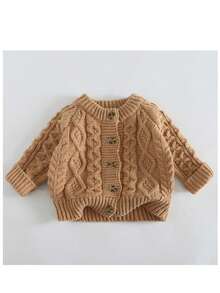 Young Girl Solid Color Casual Versatile Daily Knit Top - Khaki - View 7